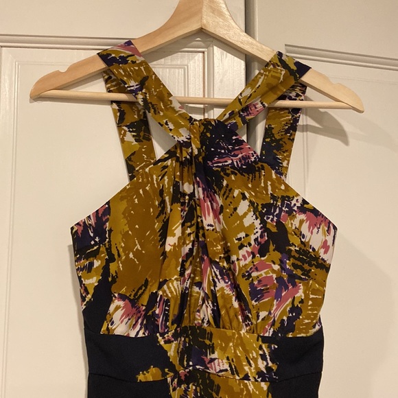 Purple Abstract Floral Halter-Front Dress - Size 4. The Limited - Picture 2 of 8